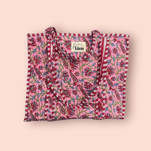 Tote bag roze - Rosa bloementas