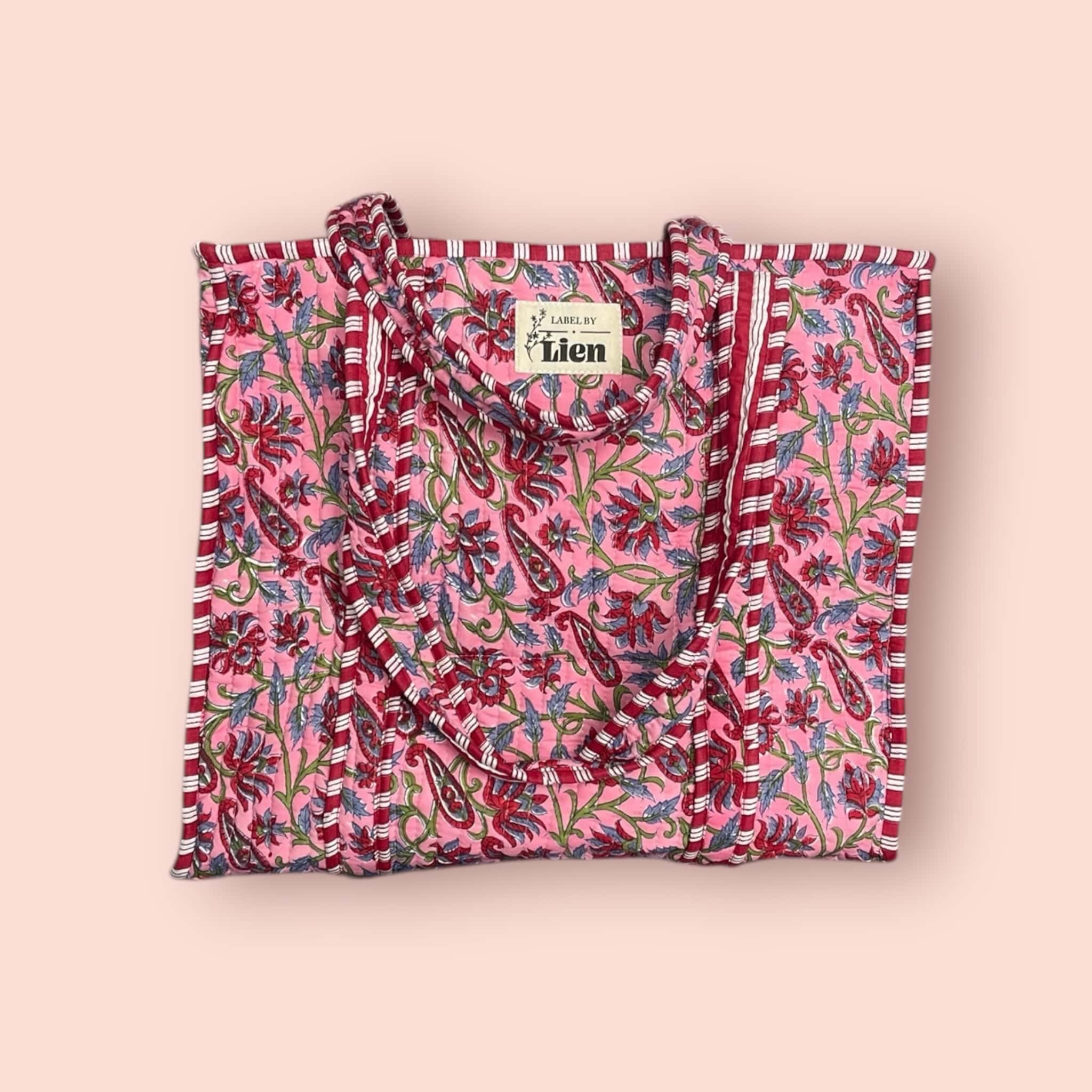 Tote bag roze - Rosa bloementas