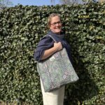 Tote bag groen, prachtige strandtas met kleurrijke bloemenprint