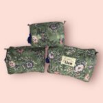 Toilettas groen kleurrijke set met bloemenprint