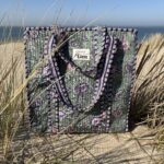 Tote bag groen met mooie bloemenprint