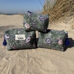 Toilettas groen met bloemenprint