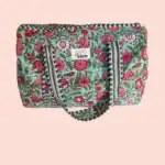 Duffle Bag Groen met kleurrijke bloemenprint