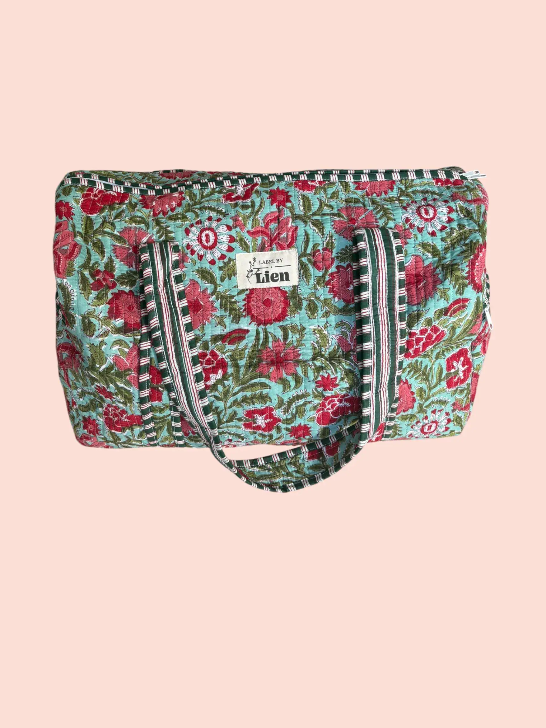 Duffle Bag Groen met kleurrijke bloemenprint