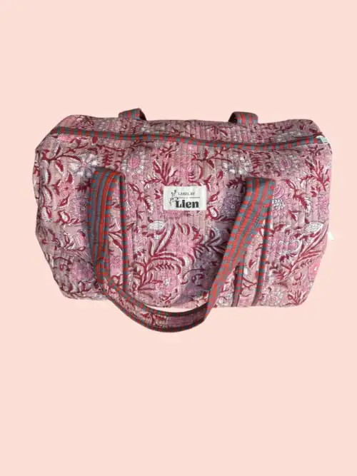 Duffle Bag Rood Roze met kleurrijke bloemenprint