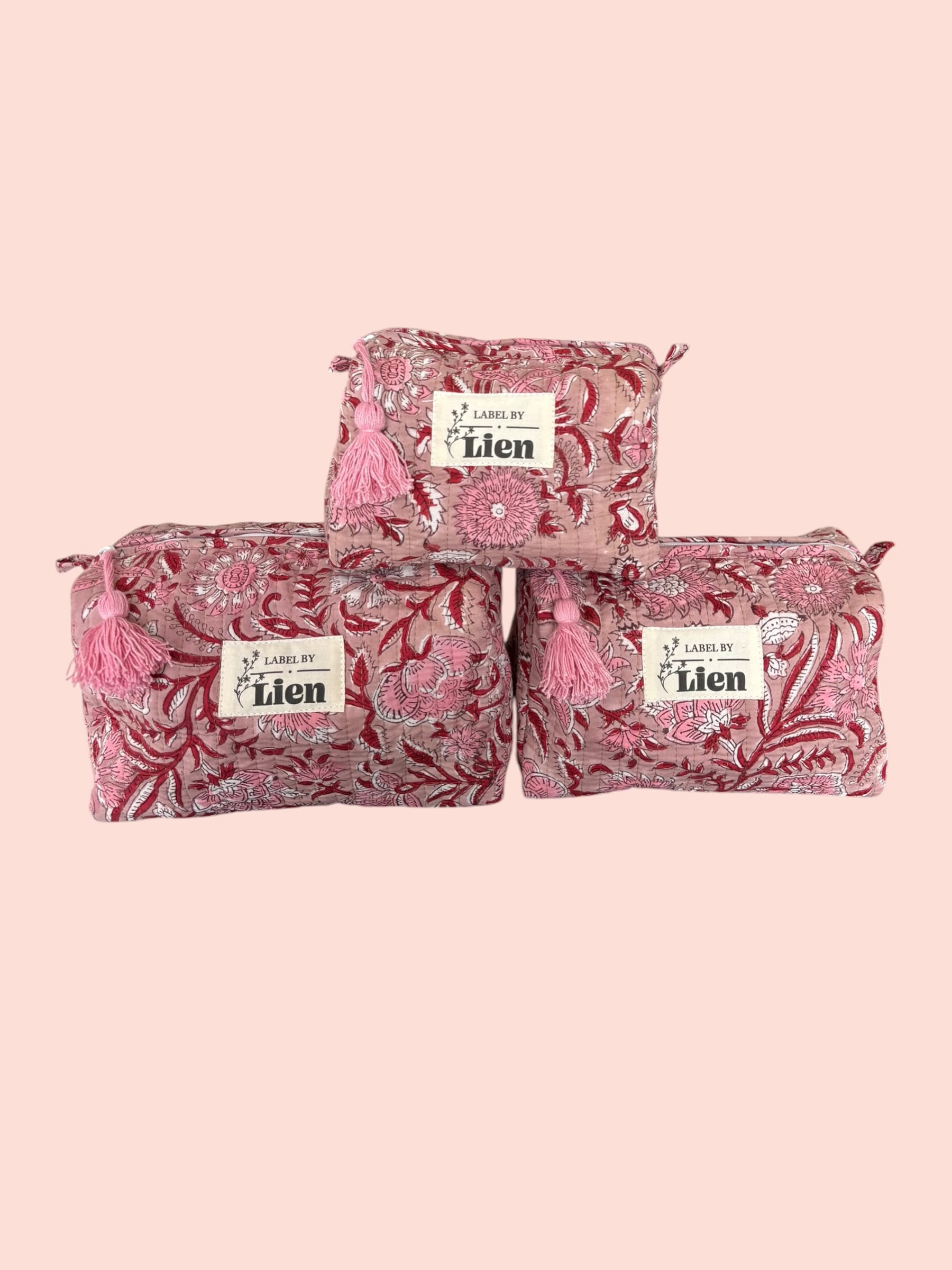 Toilettas Roze Rood met Kleurrijke Bloemenprint