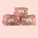 Toilettas Licht Roze met Kleurrijke Bloemenprint