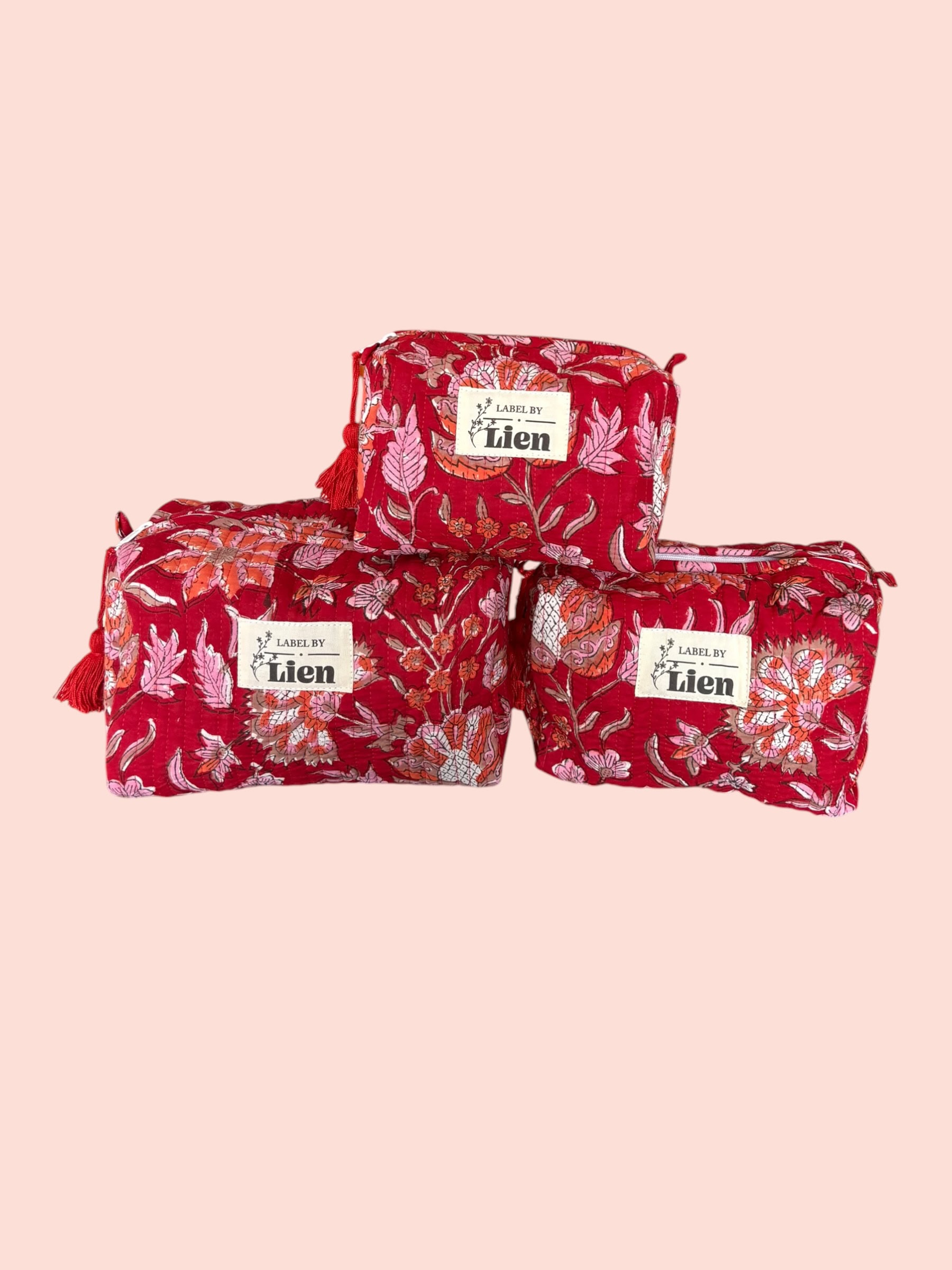 Toilettas Rood – Kleurrijke Bloemenprint Toilettas