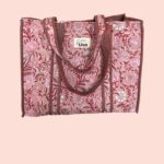 Strandtas Roze Rood – Kleurrijke Bloemenprint Strandtas