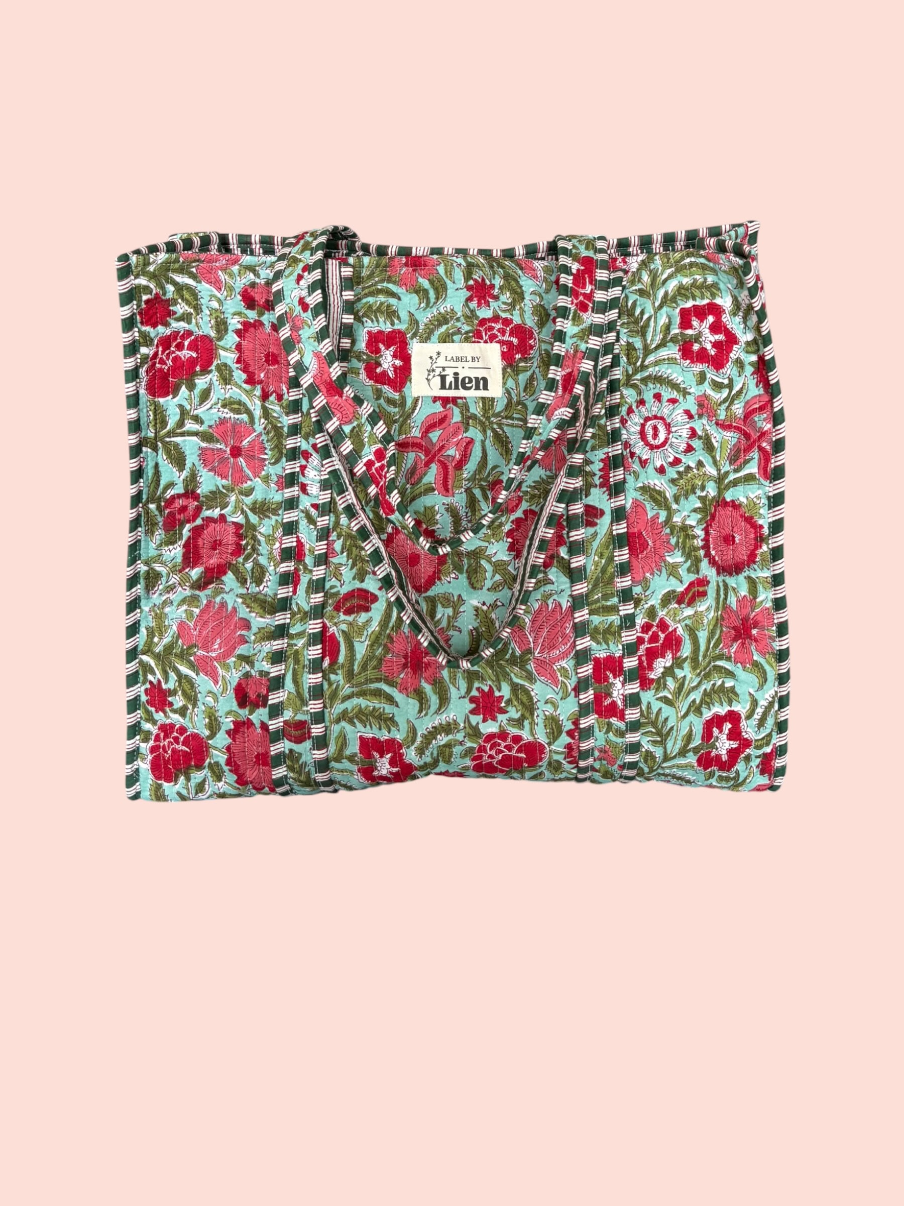 Strandtas Groen – Kleurrijke Bloemenprint Strandtas