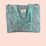 Strandtas Lichtblauw – Kleurrijke Bloemenprint Strandtas