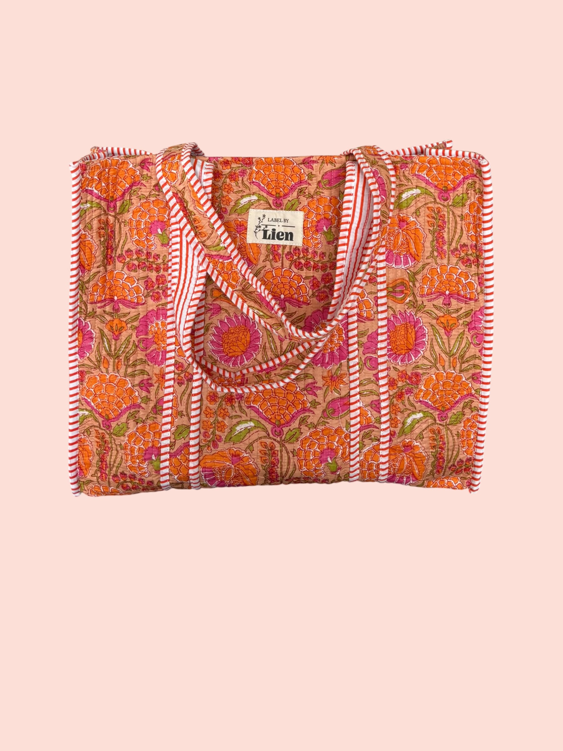 Strandtas Oranje – Kleurrijke Bloemenprint Strandtas