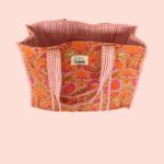 Strandtas Oranje – Kleurrijke Bloemenprint Strandtas 2