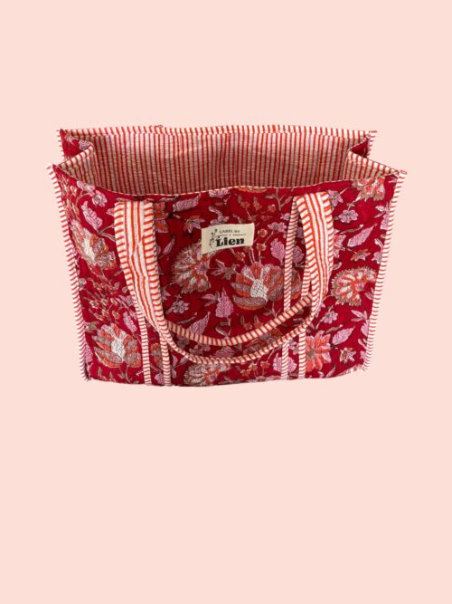 Strandtas Rood – Kleurrijke Bloemenprint Strandtas 2
