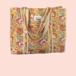 Strandtas Geel – Kleurrijke Bloemenprint Strandtas