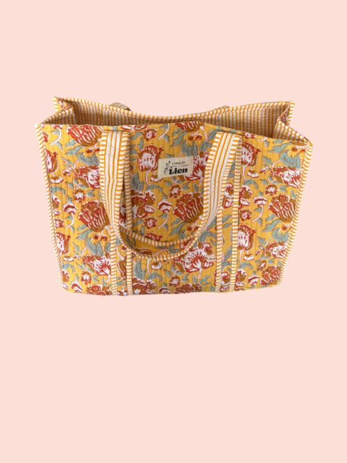 Strandtas Geel – Kleurrijke Bloemenprint Strandtas 2