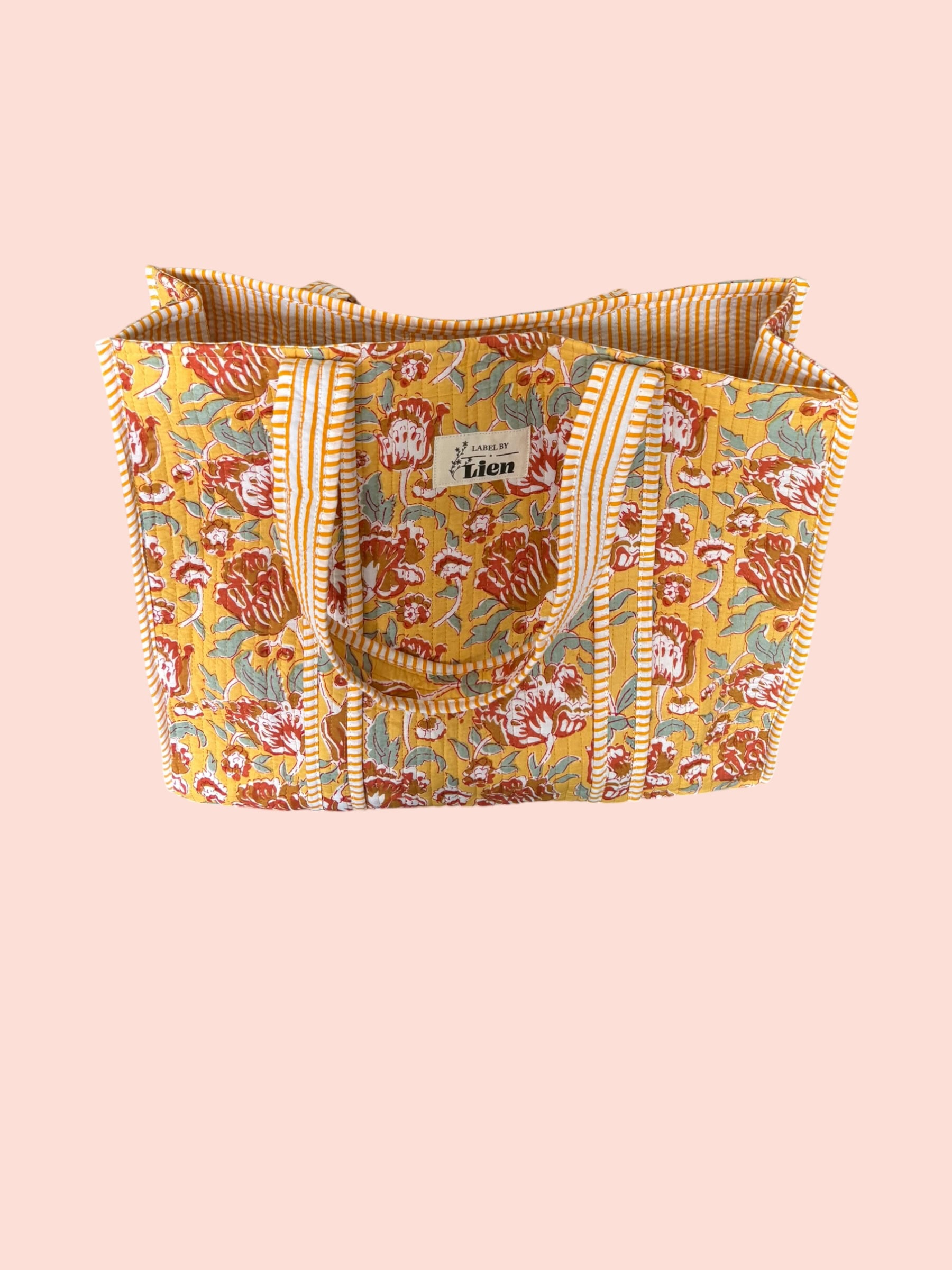 Strandtas Geel – Kleurrijke Bloemenprint Strandtas 2
